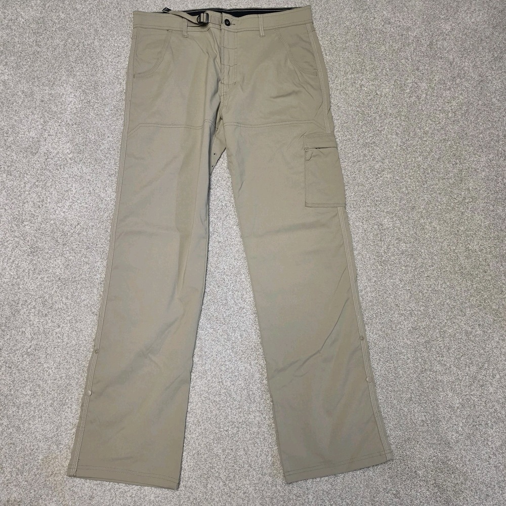 Prana Pants Men's Size Large Brown Roll Up Hiking Belted Stretch Zion Pants